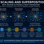 Diagram showing LLM scaling as larger AI models reduce interference between overlapping concept representations in business workflows