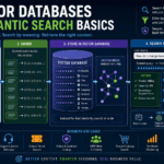 Vector databases and semantic search workflow showing business documents stored as embeddings for retrieval